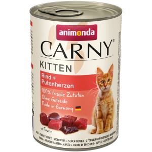 Carny Kitten Nassfutter Rind & Pute, 400g Dose für junge Katzen.