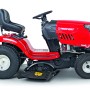 Roter Troy-Bilt Rasentraktor Pony 92T-S mit Seitenauswurf.