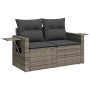 Graues 9-teiliges vidaXL Garten-Sofa-Set aus Polyrattan mit Tisch.