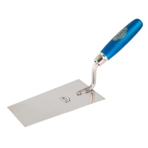 Berner Putzkelle 12cm mit blauem Holzgriff, rostfrei, für Farben- & Tapetenzubehör.