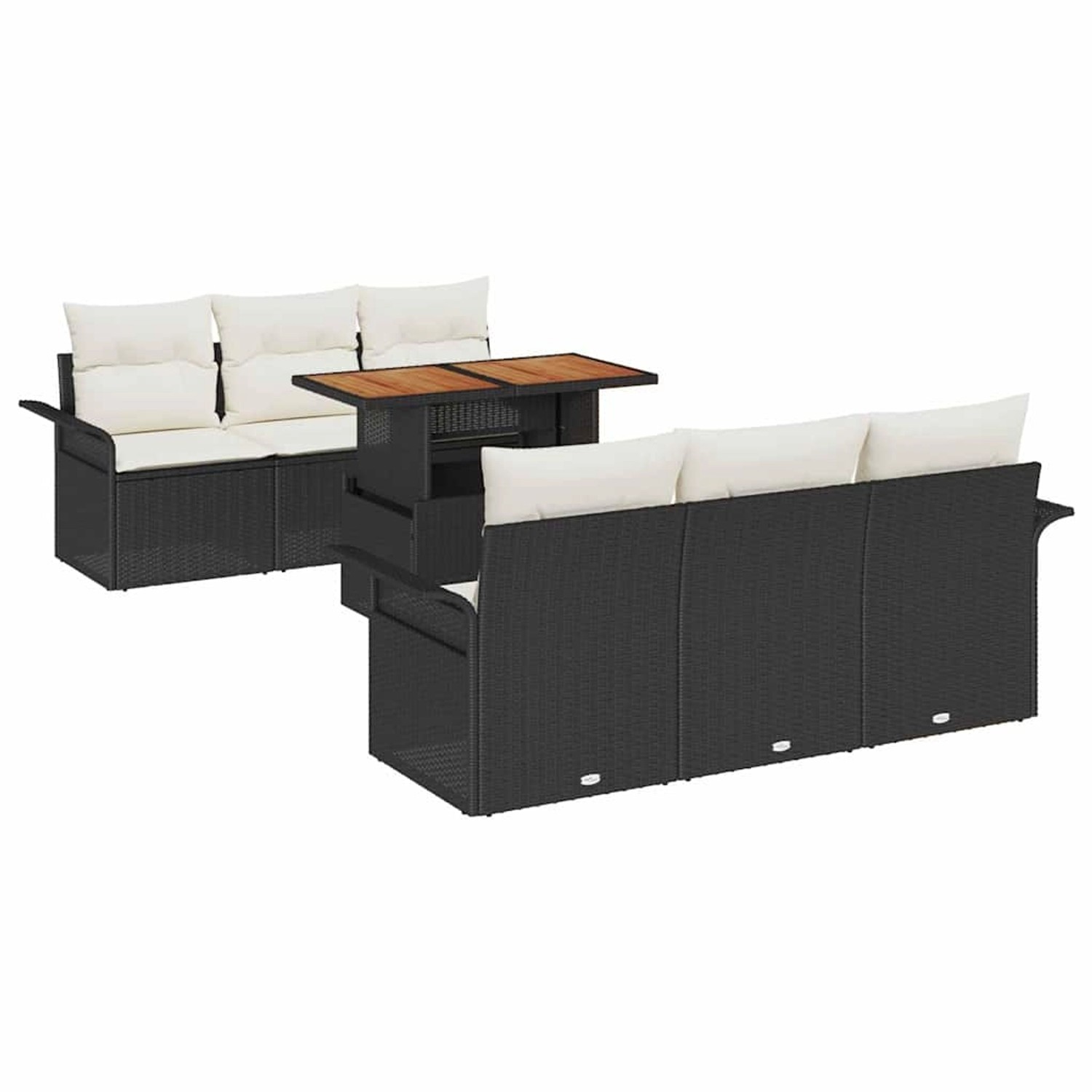 vidaXL Garten-Sofa-Set mit Speicher 7-Tlg Schwarz Poly Rattan 3358014 günstig online kaufen