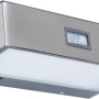Moderne, eckige LED Solar-Wandleuchte Brick aus Edelstahl mit Bewegungsmelder.