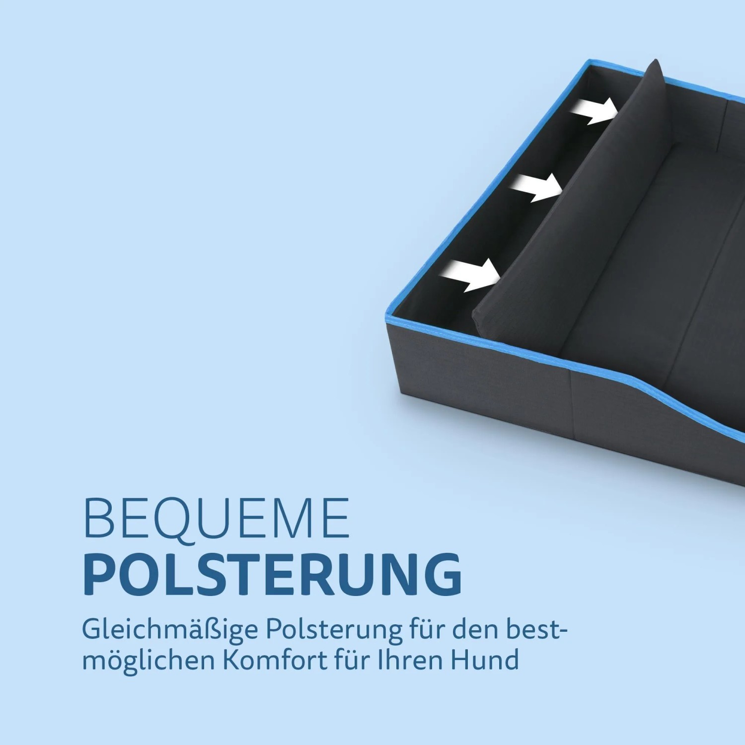 Bestlivings faltbares Hundebett/Katzenbett blau, gepolstert, für Reisen geeignet.