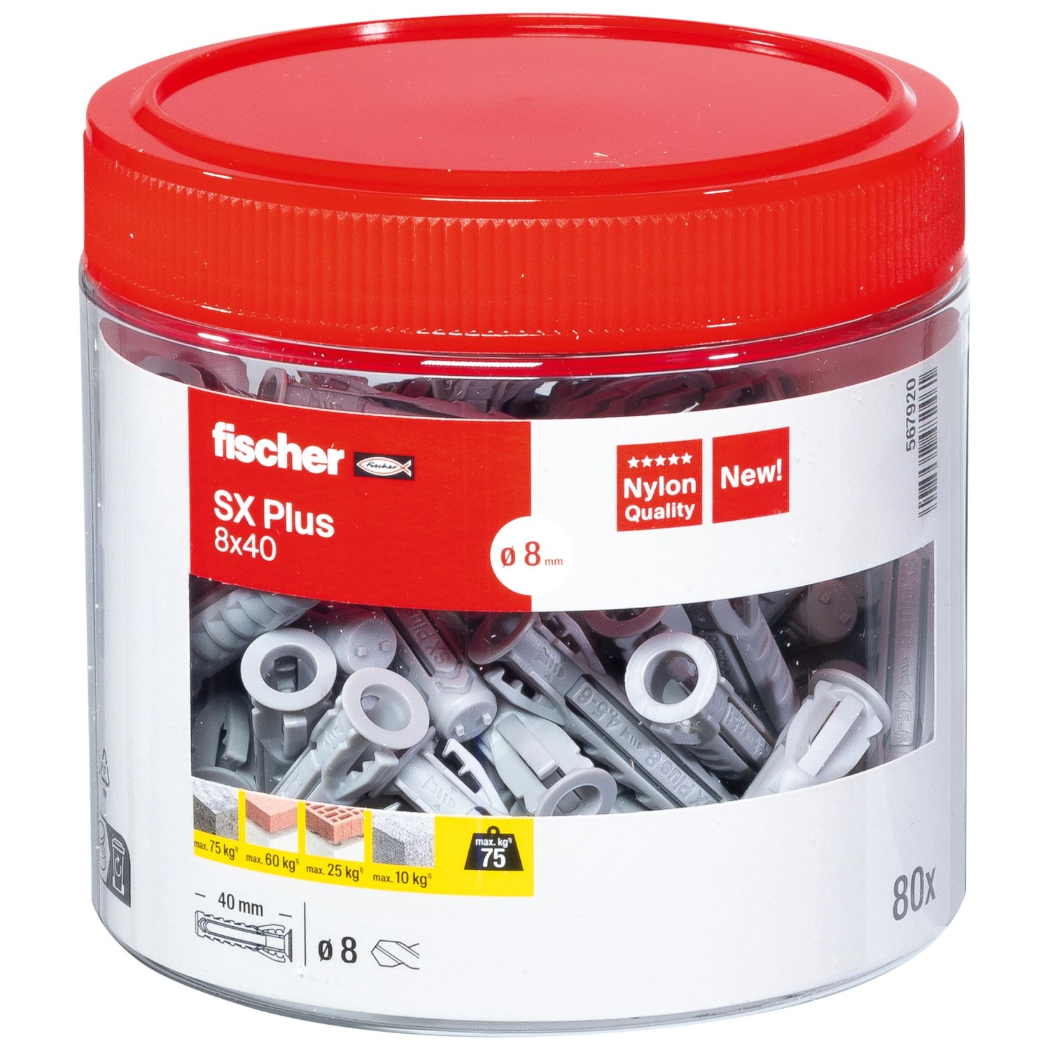 fischer Spreizdübel SX Plus 8 x 40 Dose 80 Stück