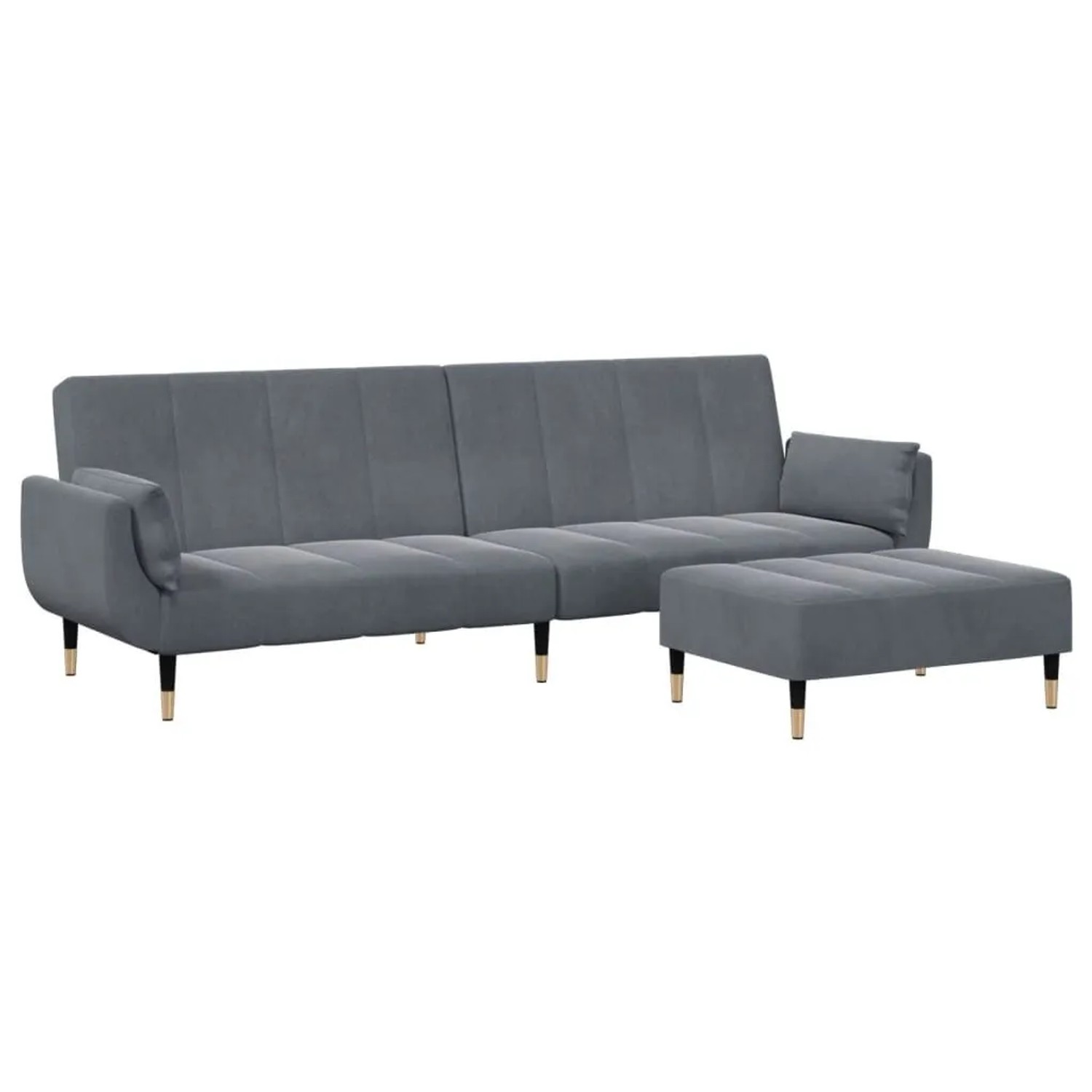 vidaXL Schlafsofa 2-Sitzer mit Fußhocker Dunkelgrau Samt 3258152