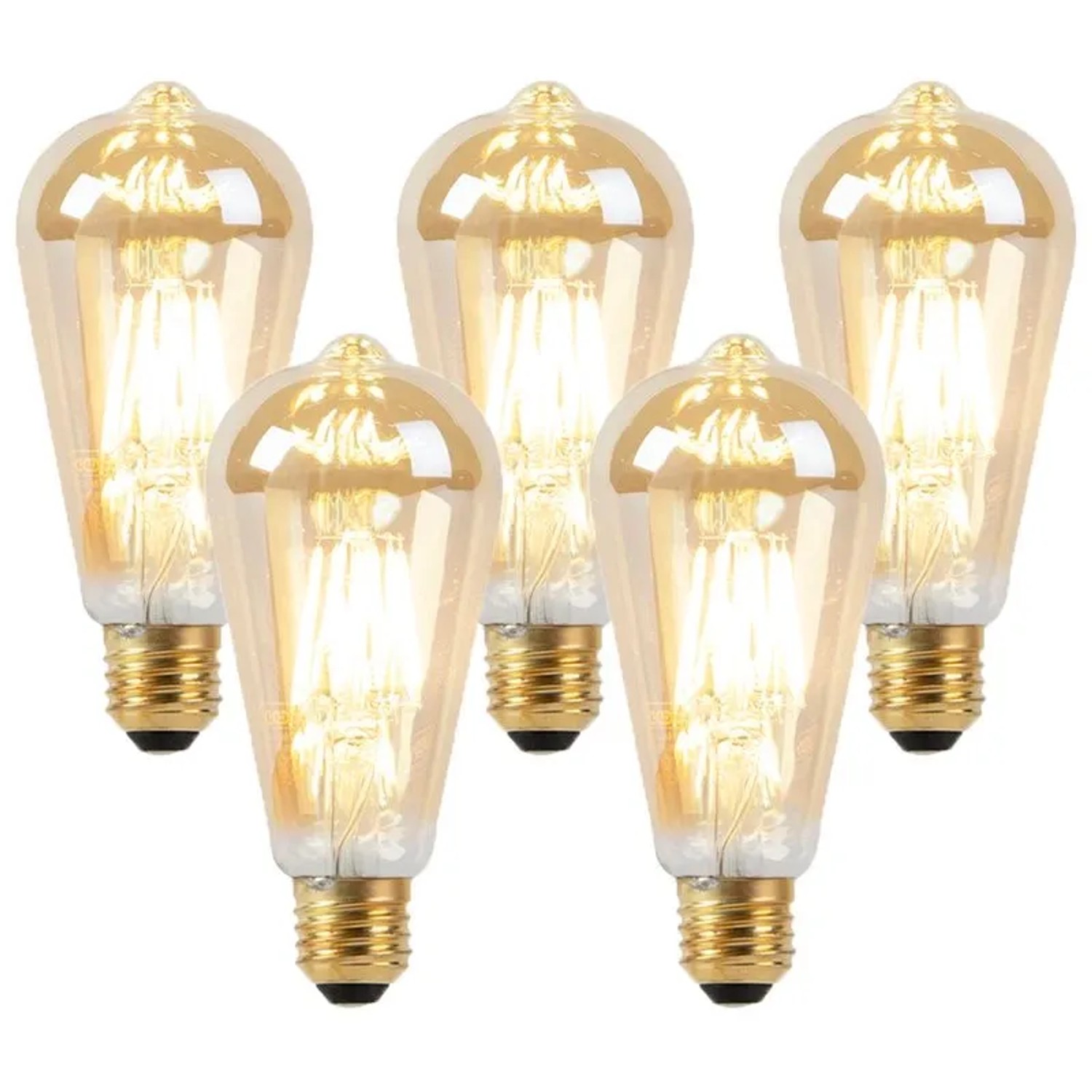 LUEDD Set mit 5 E27 LED Lampen, Dimmbar bis Warmes Gold, 8 W, 806,m, 2000 2700 K