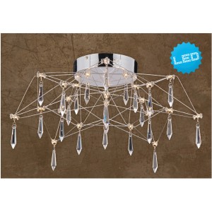 Näve LED-Deckenleuchte Araneus, Ø 55 cm, mit Kristallen und warmweißem Licht.