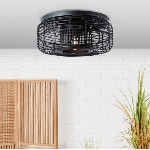 Moderne, dunkle Holz Deckenleuchte Crosstown Ø 45cm von Brilliant für Innenräume.