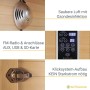 Details der Artsauna Infrarotkabine Oslo: Bedienfeld, Radio, Türverschluss und Luftreiniger.