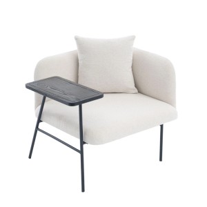 PXloue Stühle Einzelsessel mit Beistelltisch Chenille Sessel mit Seitentaschen für Wohnzimmer Beige
