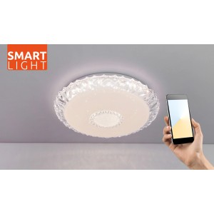 Weiße LED-Deckenleuchte Eddie (Ø 50cm) mit Farbwechsler, per App steuerbar.