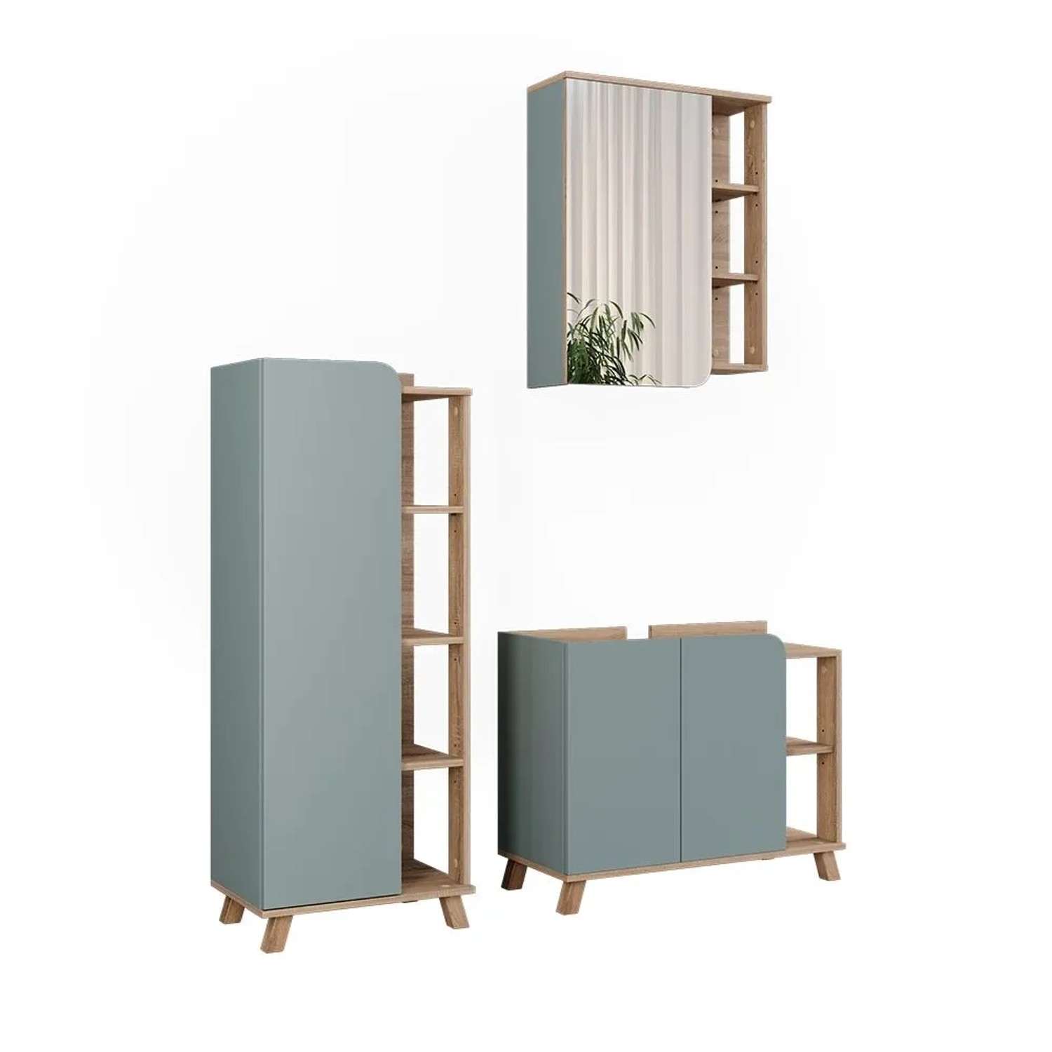 Vicco Badmöbel-Set Karen Sonoma/Blau 80 x 65 2-teilig