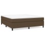 Dunkelbraunes vidaXL Boxspringbett 180x200 cm mit weißer Matratze und Topper.