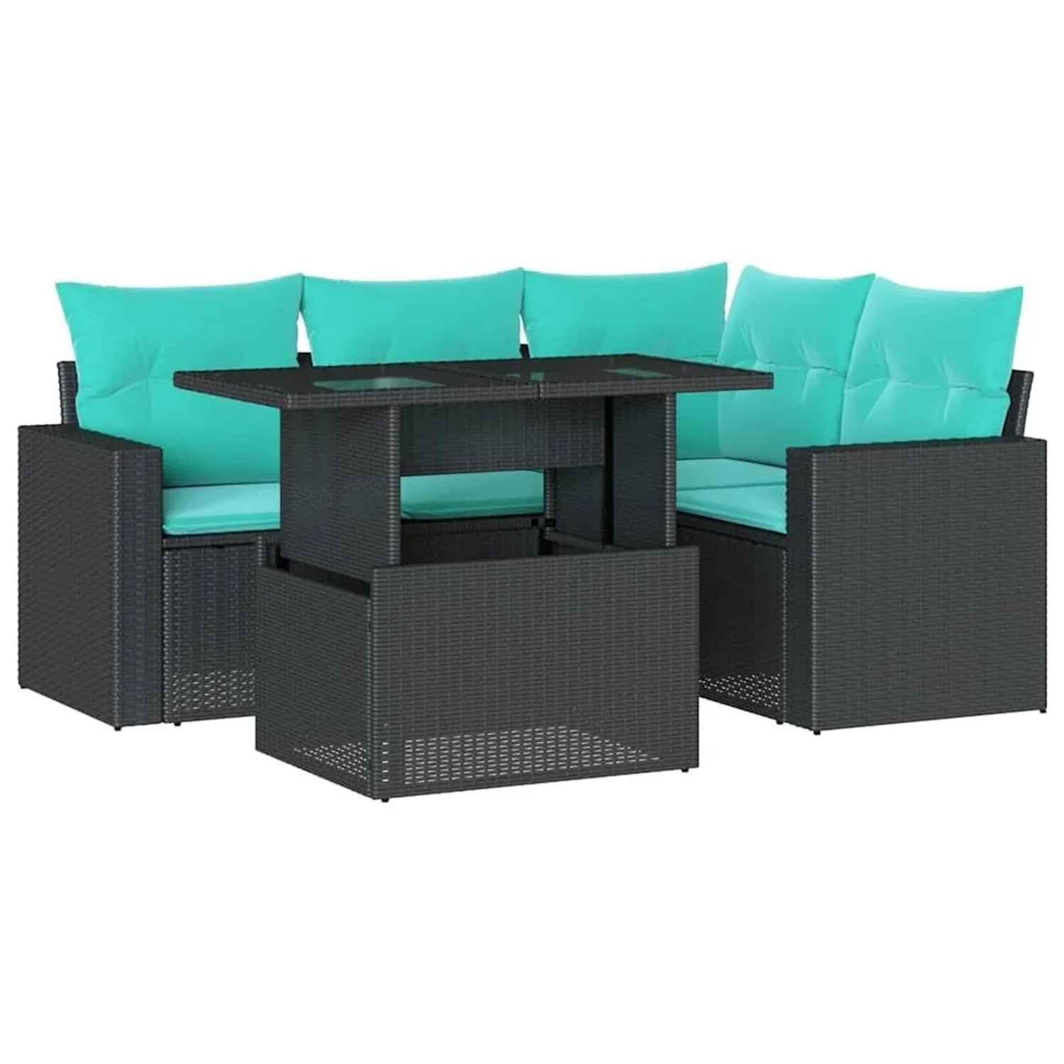 vidaXL 5-Tlg Gartensofa-Set mit Kissen Schwarz Polyrattan 3267247 günstig online kaufen