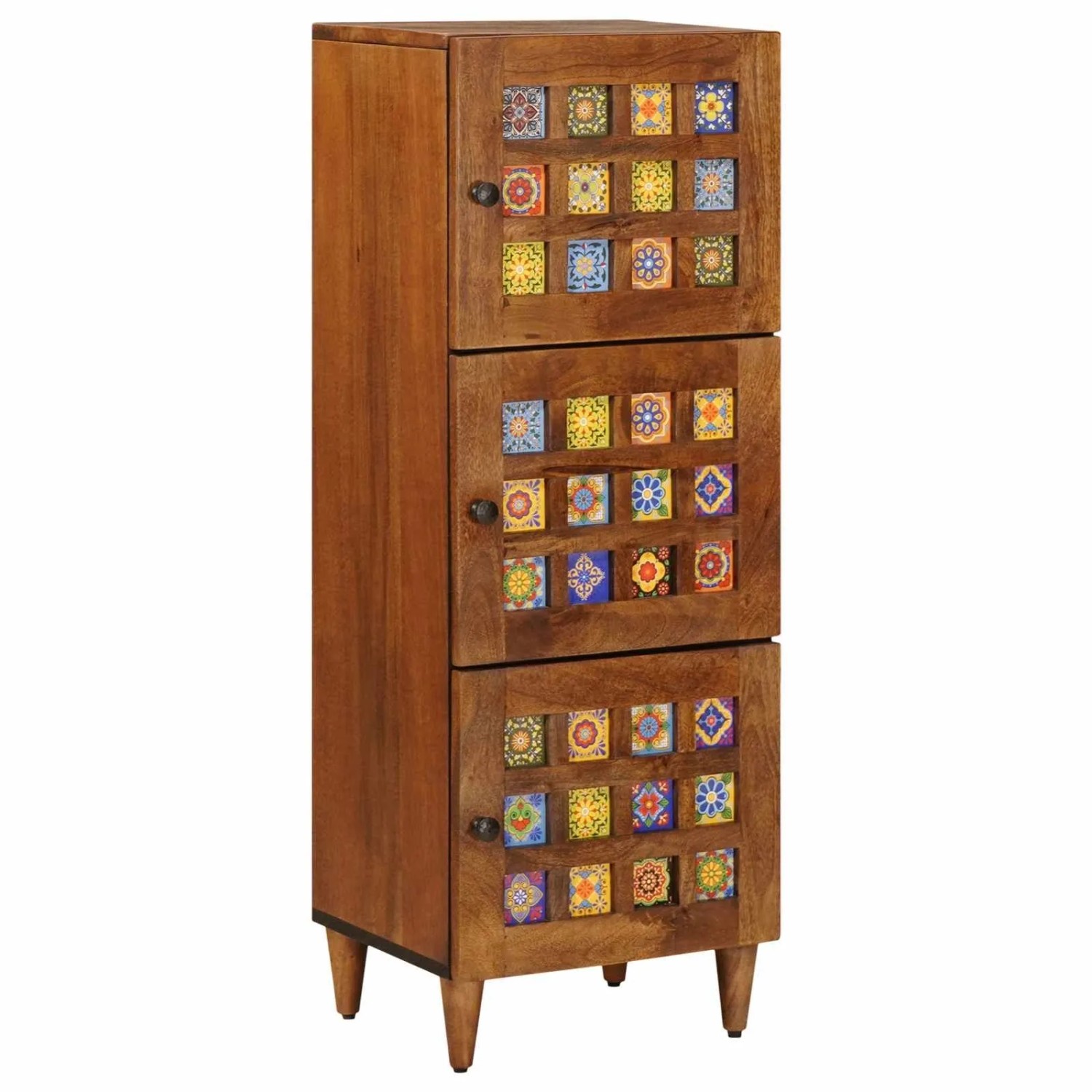 vidaXL Highboard mit Tür Walnuss 40 x 33 x 110 cm Massivholz Mango 4018253