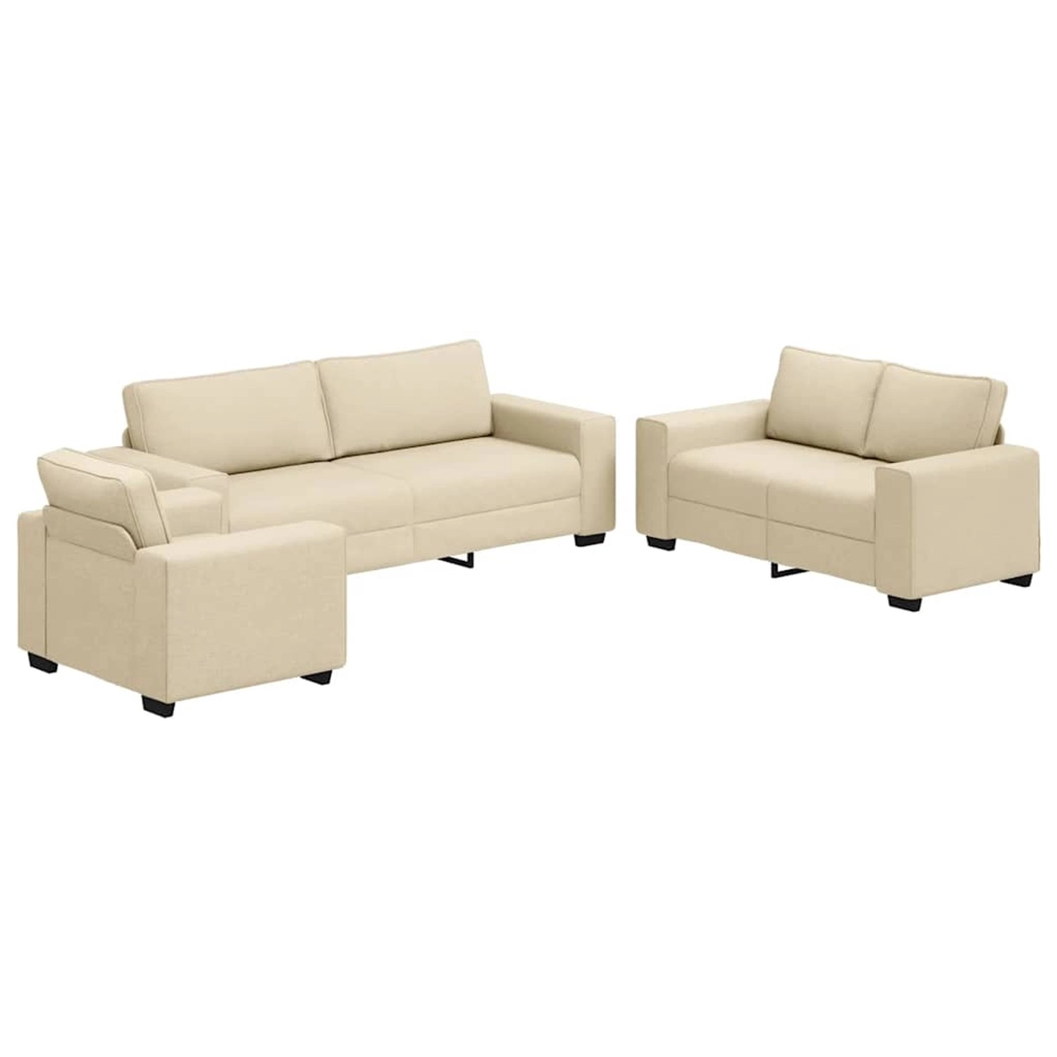 vidaXL 3-Teiliges Sofa-Set mit Kissen Creme Stoff 3324656