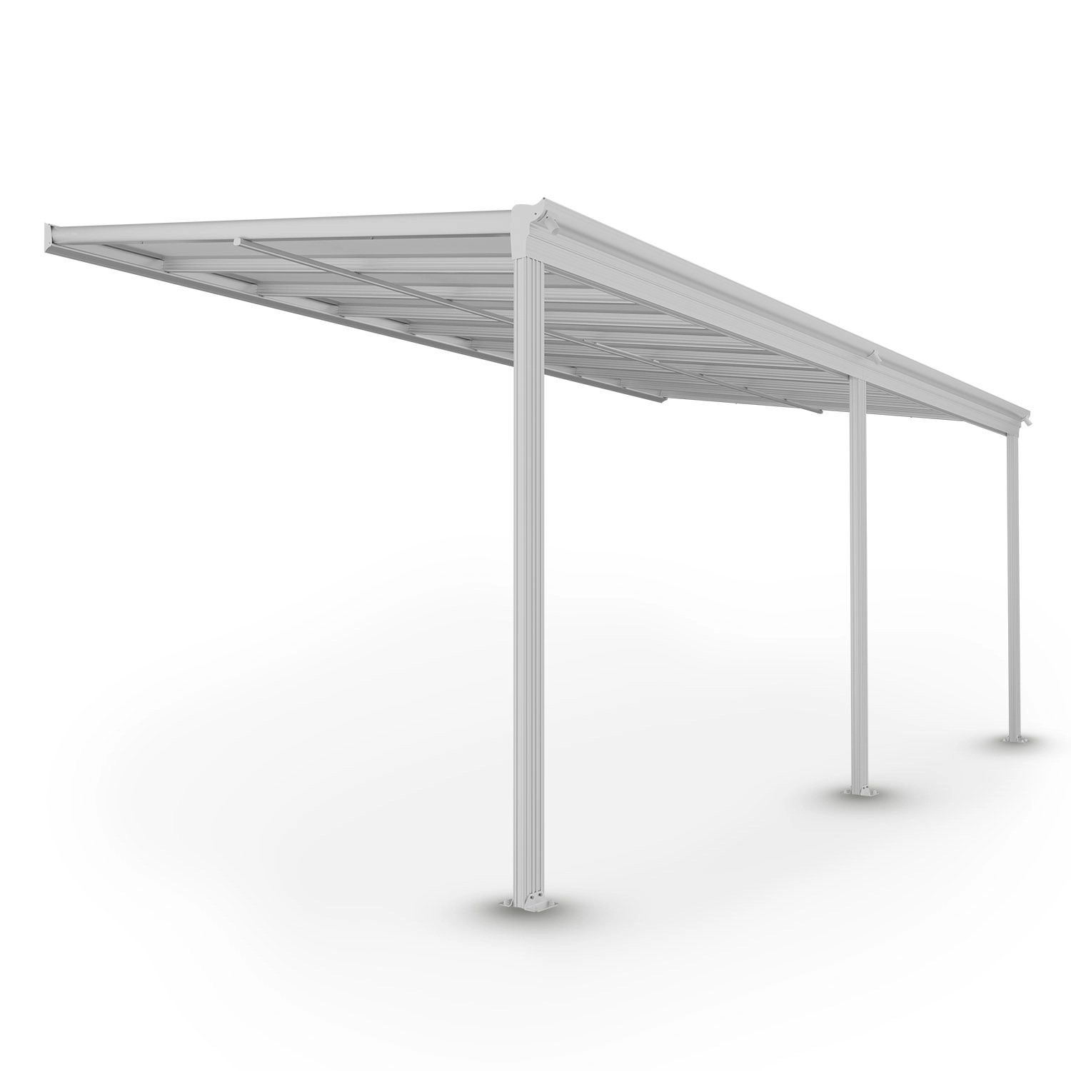 Juskys Aluminium Terrassendach Borneo 5,5x3m mit Doppelstegplatten Weiß günstig online kaufen
