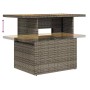 Verstellbarer Gartentisch aus grauem Poly Rattan und Akazie, Teil der vidaXL 5-tlg. Garten-Sofagarnitur.