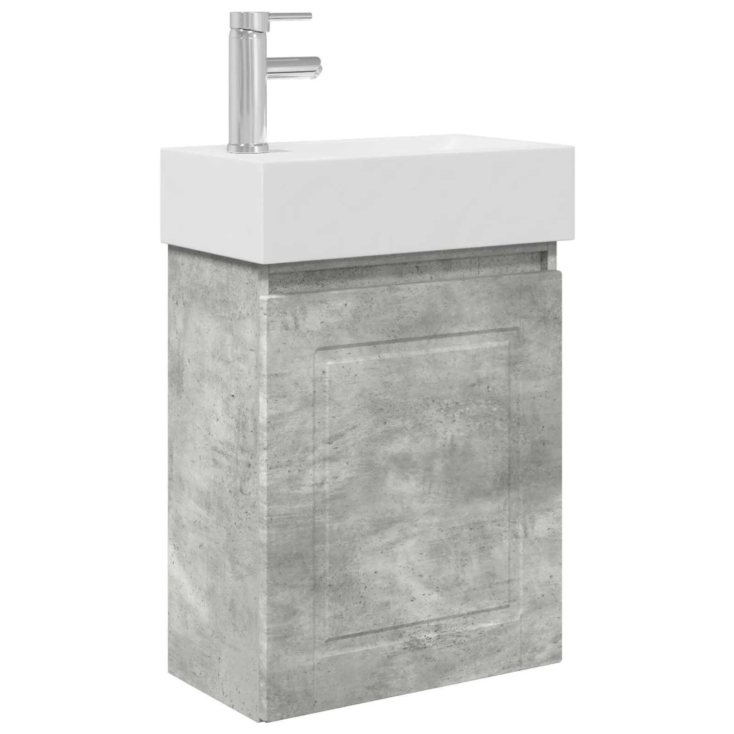 vidaXL Badezimmer Waschtischunterschrank mit Wasserhahn Betongrau 889504
