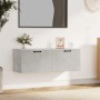 Betongrauer Wandschrank (100x36,5x35 cm) aus Holzwerkstoff mit zwei Schubladen, ideal für Büro oder Wohnraum.