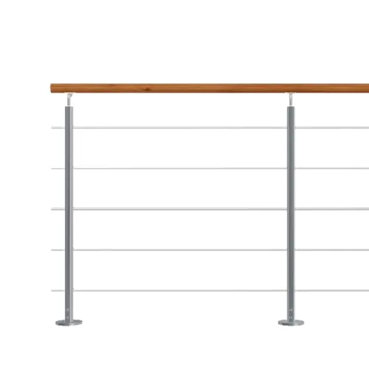 Kordo Geländerset 2m Alu Bodenbefestigung Alu Mit Handlauf Eiche Gebeizt Inoline