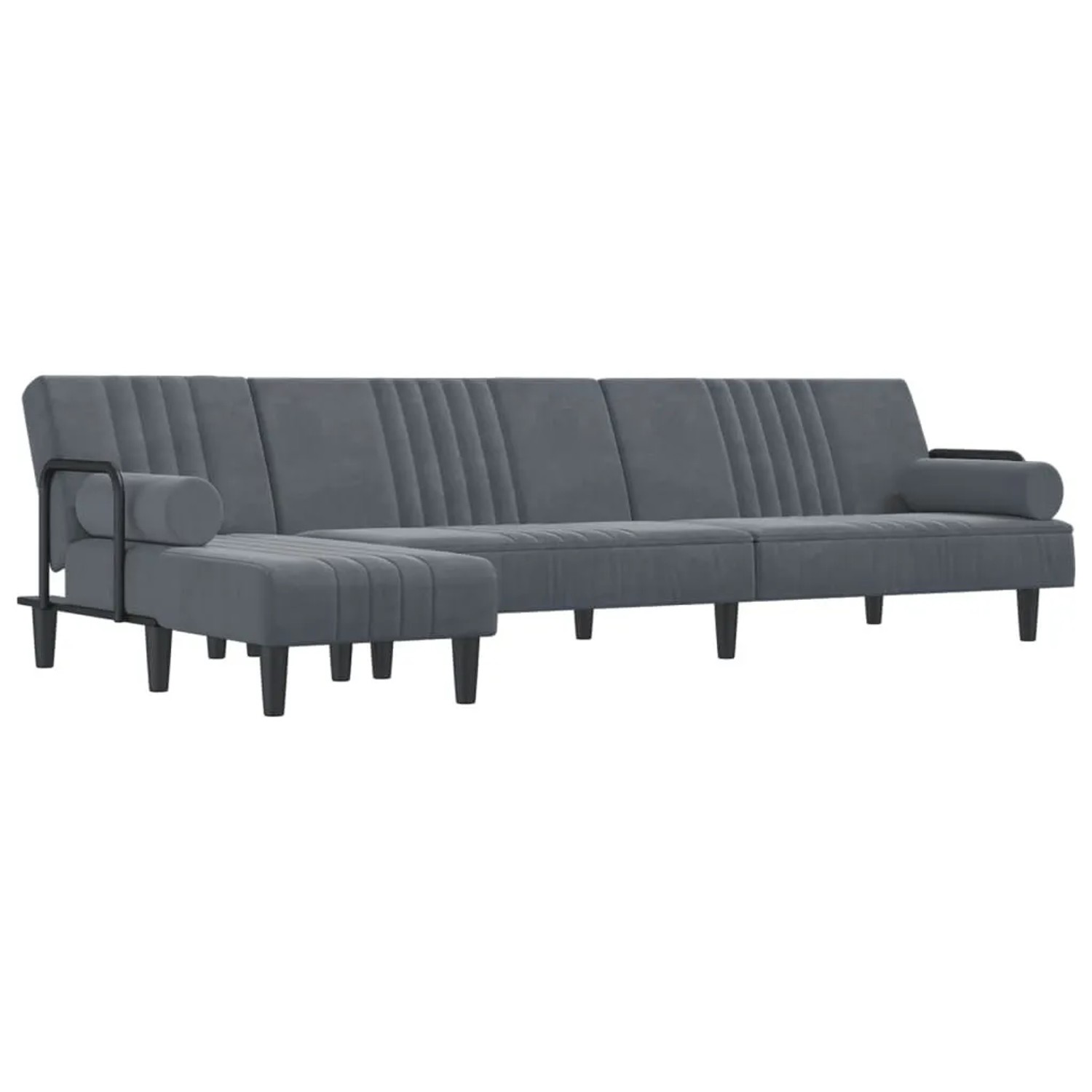 vidaXL Schlafsofa in L-Form Dunkelgrau 260x140x70 cm Samt 3157243 günstig online kaufen