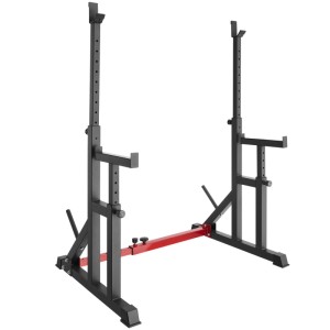 Tectake Squat Rack Creed, multifunktionales Fitnessgerät mit Ablagen, schwarz.