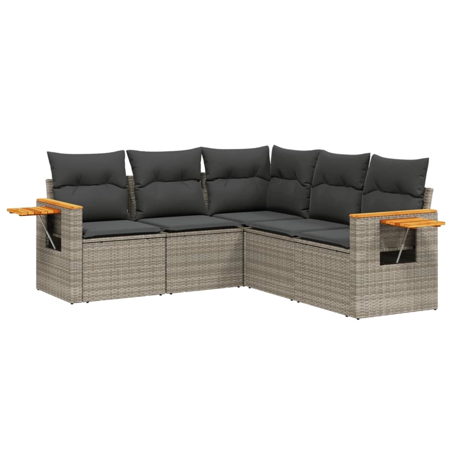 vidaXL 5-Tlg Garten-Sofagarnitur mit Kissen Grau Poly Rattan 3259204 günstig online kaufen