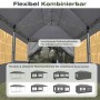 Grauer Sekey Faltpavillon 3x6m mit Fenstern und flexiblen Seitenwänden. Zeigt vielseitige Aufbauoptionen für Sonnenschutz.