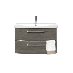 Pelipal Waschtisch Serie 4010, 84 cm, Graphit, mit zwei Schubladen und Handtuch.