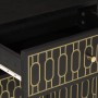 vidaXL Nachttisch aus Mangoholz, schwarz mit goldfarbenem Muster, offene Schublade.