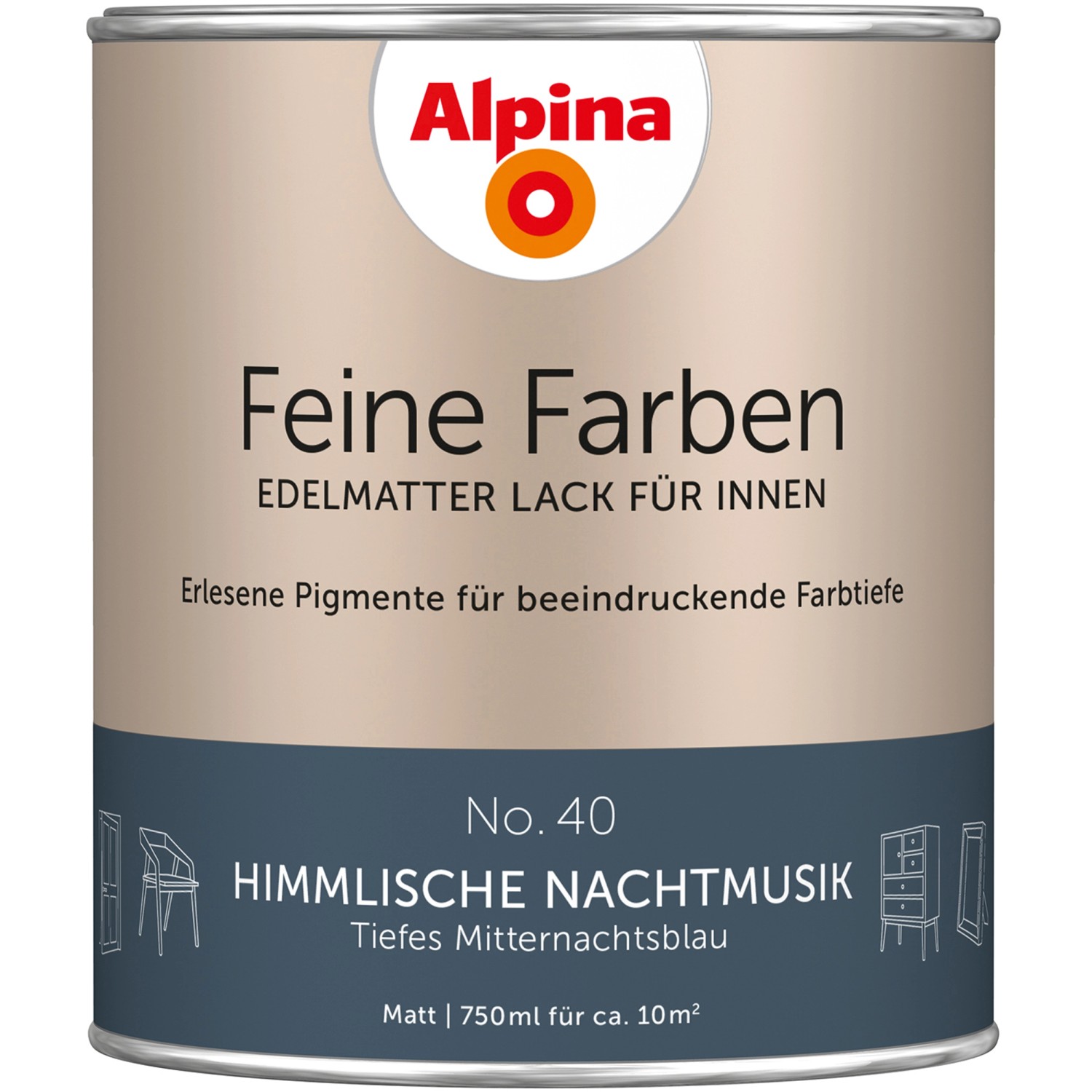 Alpina Feine Farben Lack No. 40 Himmlische Nachtmusik® Blau edelmatt 750 ml