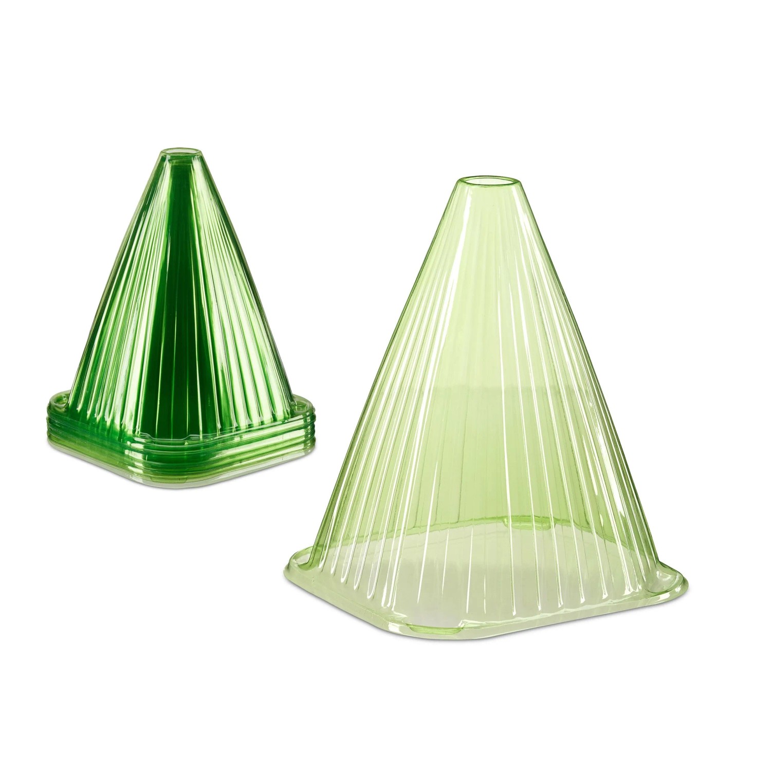 Relaxdays Pflanzenhut 24er Set PVC Transparent Grün Stapelbar 22 cm x 19,5 cm x 18,5 cm
