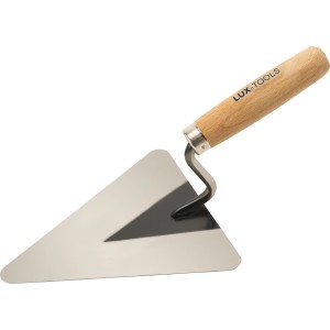LUX Dreieckskelle Classic 160mm, polierte Maurerkelle mit Holzgriff für Maurer- und Verputzarbeiten.