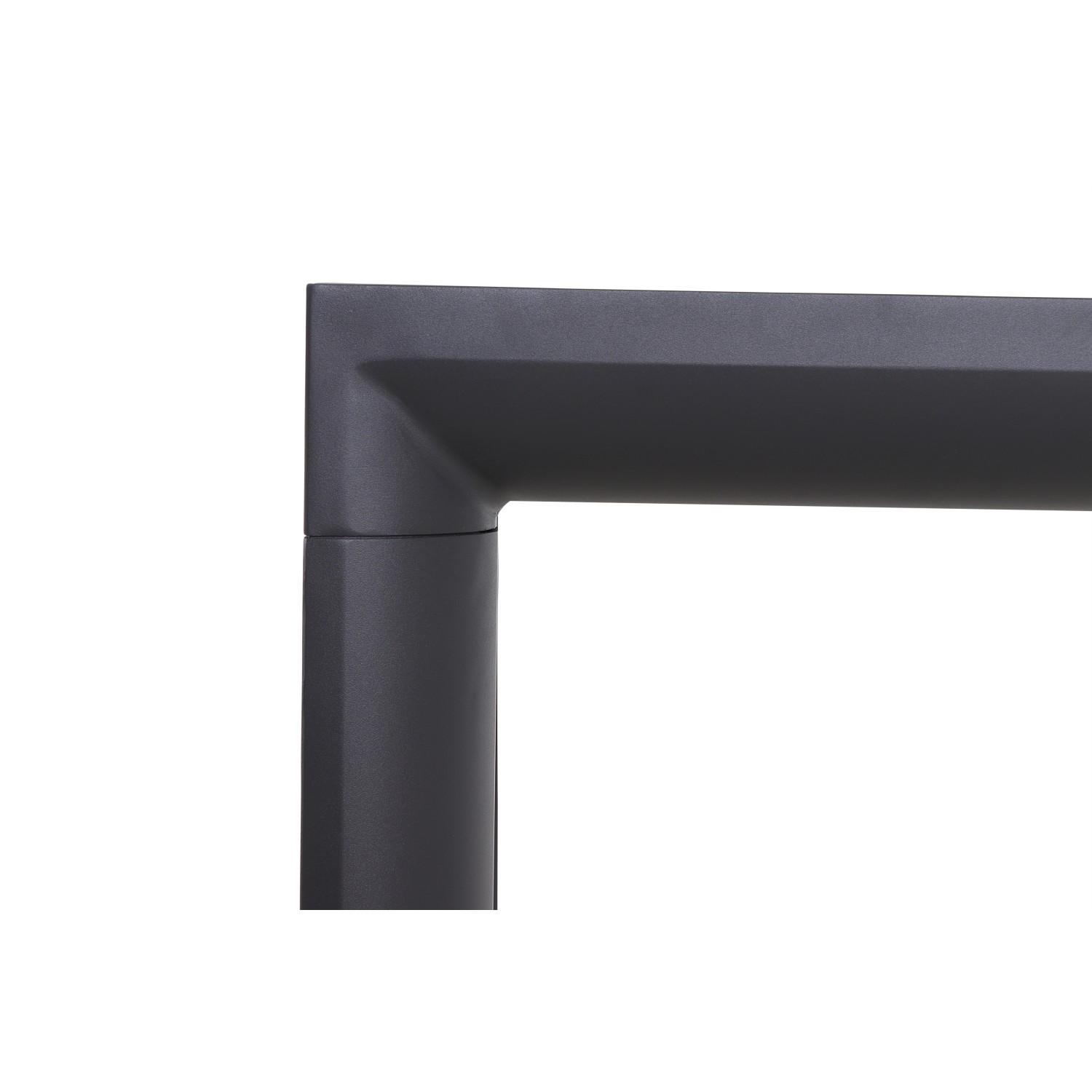 Detailaufnahme des anthrazitfarbenen Aluminiumrahmens vom Siena Garden Gartentisch Silva.