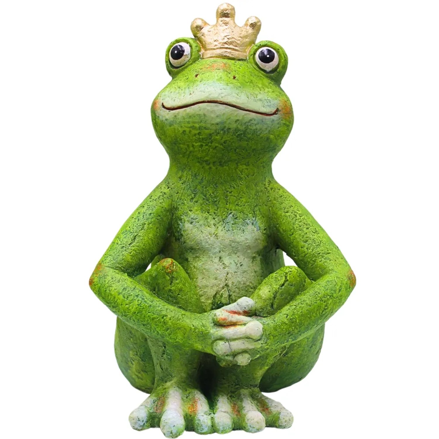 Dekohelden24 XXL Froschkönig Dekofrosch Froschfigur Großer Gartenfrosch Gartendeko Froschkönig Dekofrosch aus Keramik in Grün L/B/H 22 x 23 x 34 cm