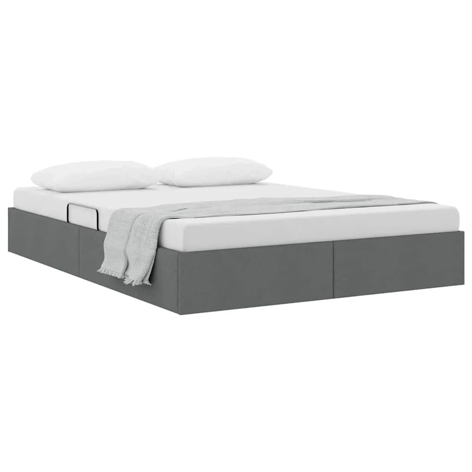 vidaXL Aufbewahrungsbett mit Matratze Dunkelgrau 135 x 190 cm Stoff 3370047