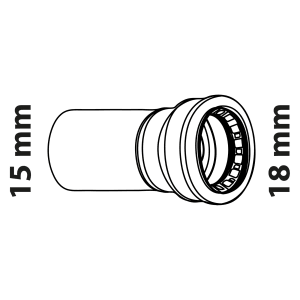 Kirchhoff Reduziernippel, blank, 18 mm x 15 mm, 1 Muffe, für Steckfittings.