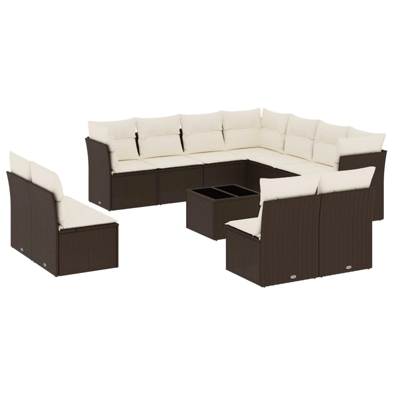 vidaXL 12-Tlg Garten-Sofagarnitur mit Kissen Braun Poly Rattan 3249672 günstig online kaufen