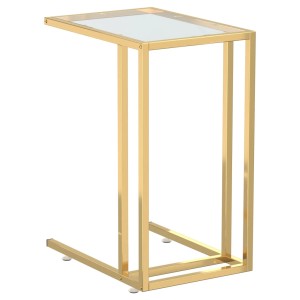 VidaXL Computer-Beistelltisch, transparentes Glas, goldenes Metallgestell, 50x35x65 cm.