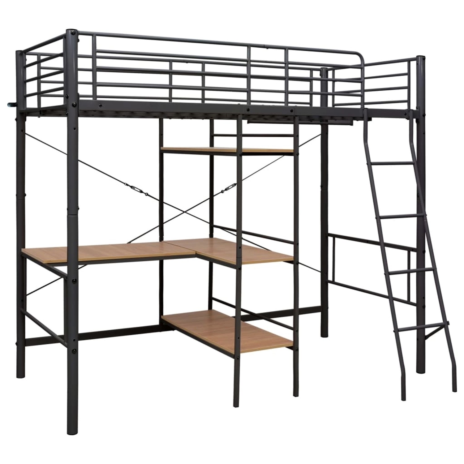 vidaXL Etagenbett mit Tischrahmen Grau Metall 90x200 cm621528 günstig online kaufen