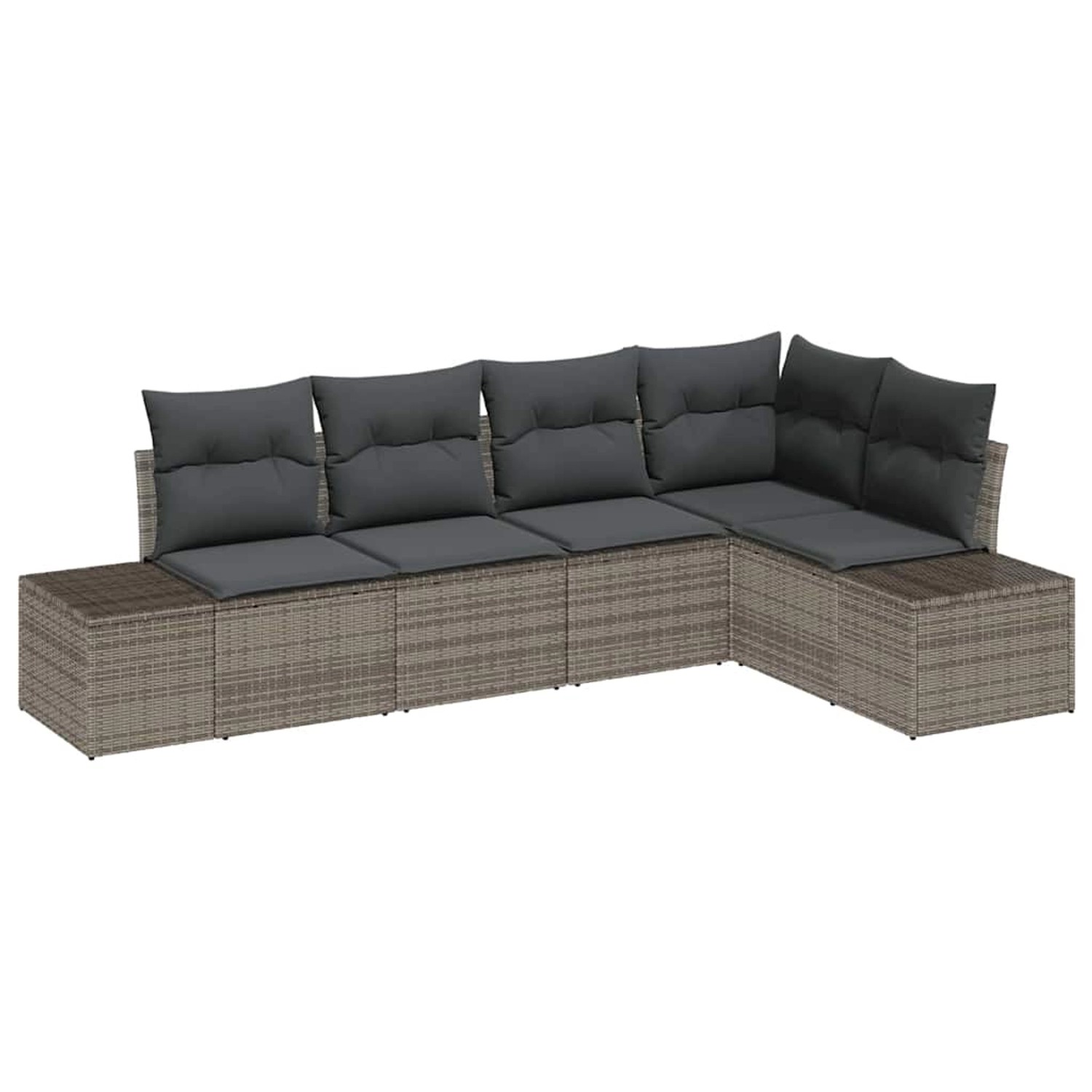 vidaXL Garten-Sofa-Set 5-Tlg Grau Poly Rattan 3347059 günstig online kaufen