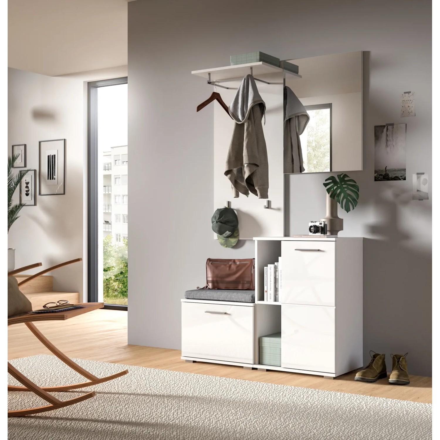 Inn.Furn Garderobenpaneel Weiß 55 cm mit Kleiderstange Grazie_7
