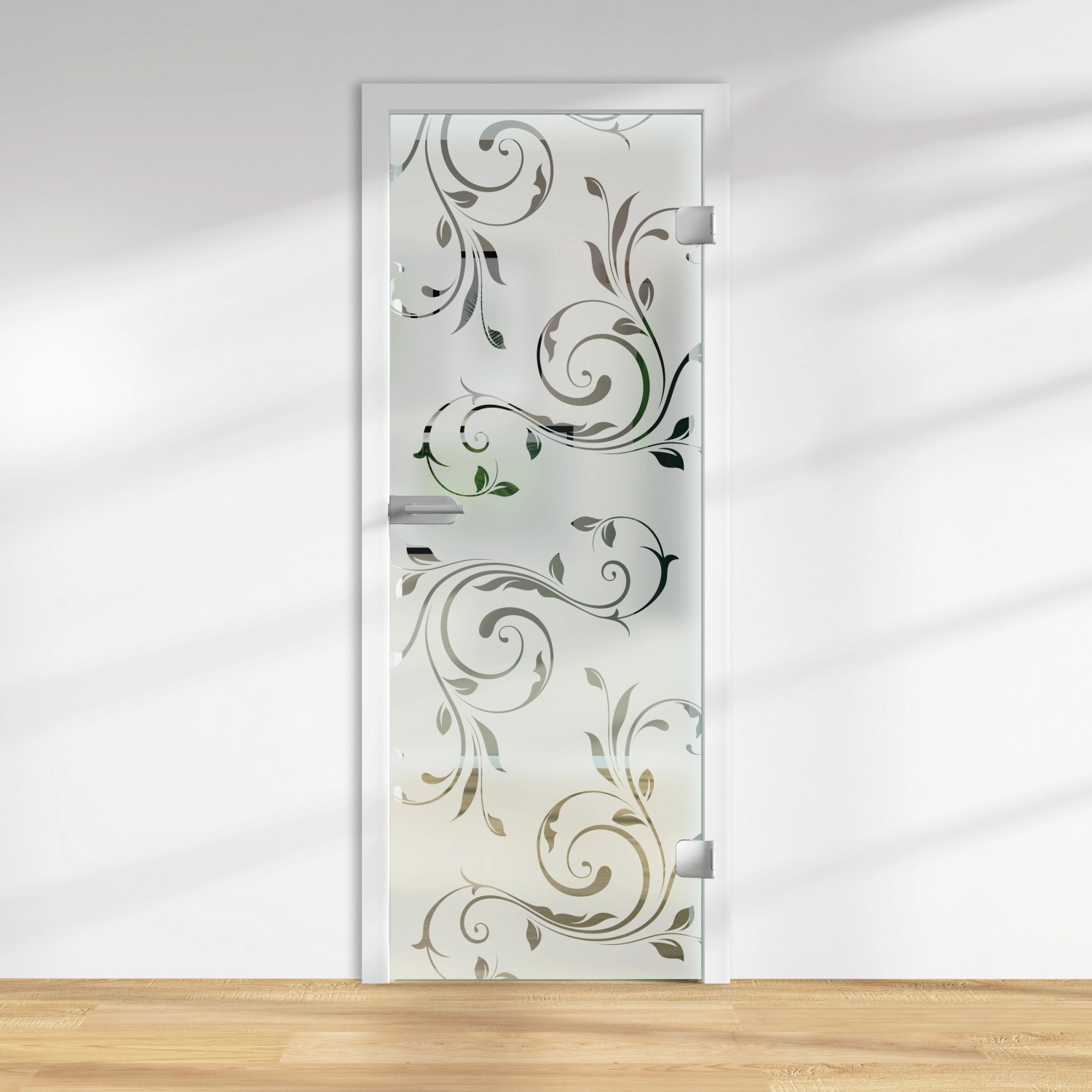 Glasdrehtür ESG Floatglas Dekor Siebdruck 36/35 DIN Rechts 1972 x 709 x 8 mm