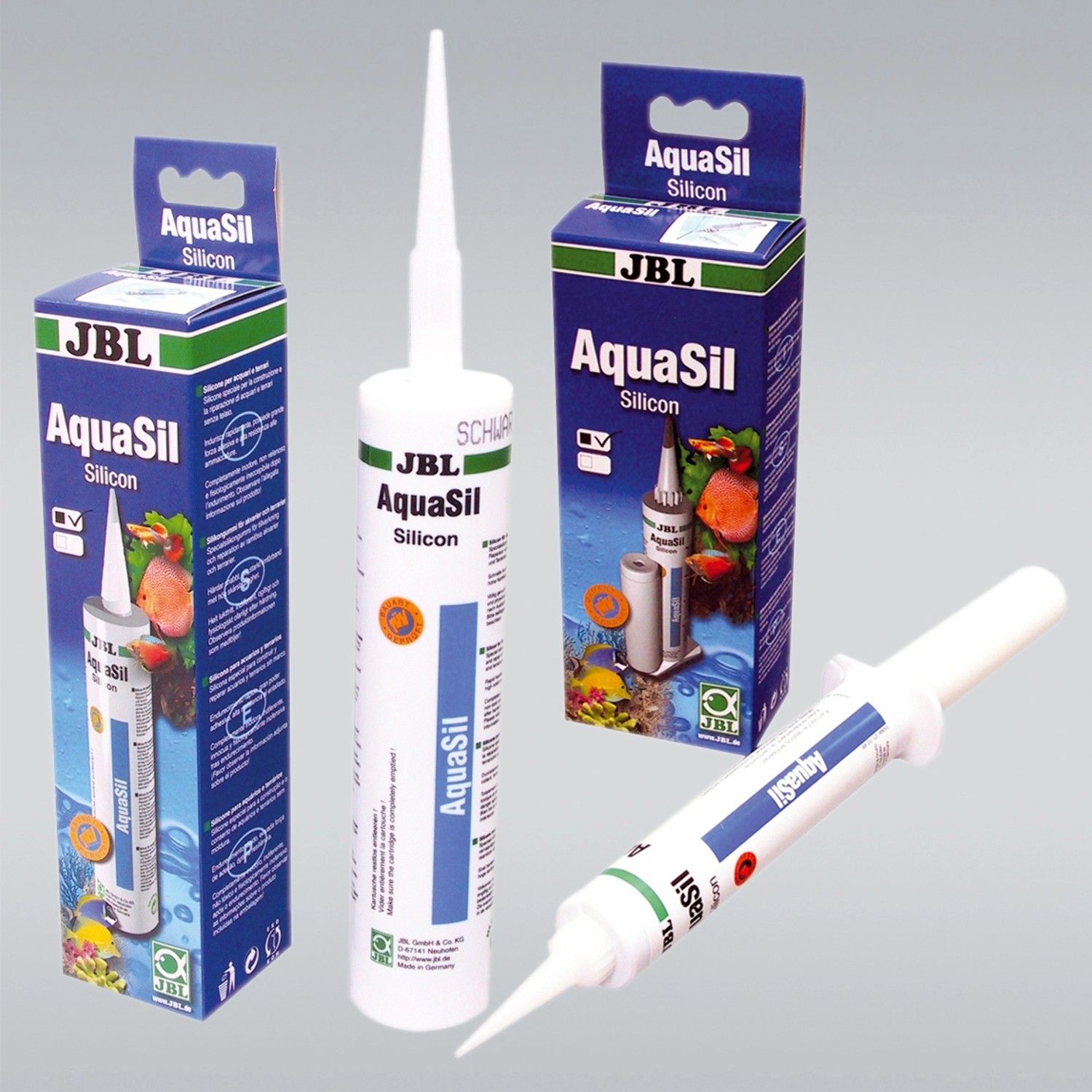 JBL AquaSil Aquarium Silikon, 80ml, schwarz, für rahmenlose Aquarien und Reparaturen.