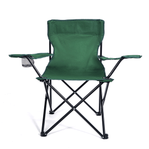 Grüner 24Move Campingstuhl Faltstuhl mit Getränkehalter und Tragetasche, Outdoor geeignet.