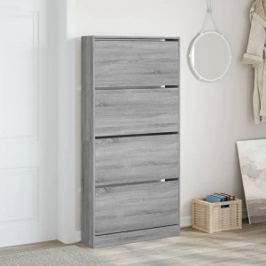 vidaXL Schuhschrank mit 4 Klappen Grau Sonoma 80x21x163,5 cm 3214369