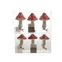 Sechs rot-weiße Glaspilz-Baumschmuckstücke mit Clip. Mundgeblasene Pilzkappen im Set für Weihnachtsdeko.