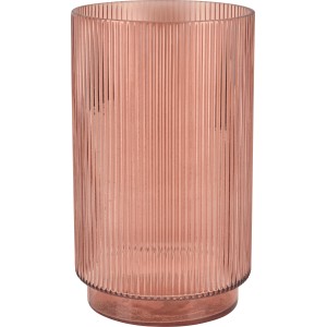 Braune Glasvase Desert Flower mit Rillenstruktur, 25 cm hoch, Ø 15 cm.