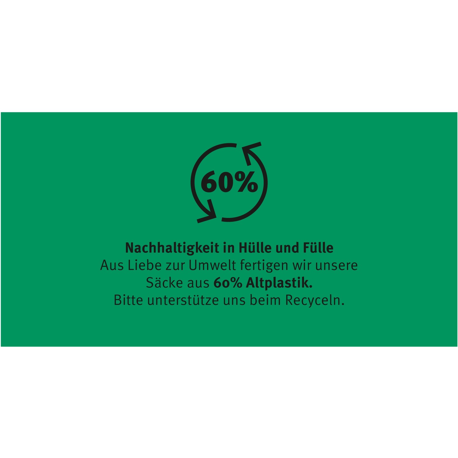 Verpackung der Hornspäne aus 60% Recycling-Kunststoff. Nachhaltigkeit und Umweltschutz.